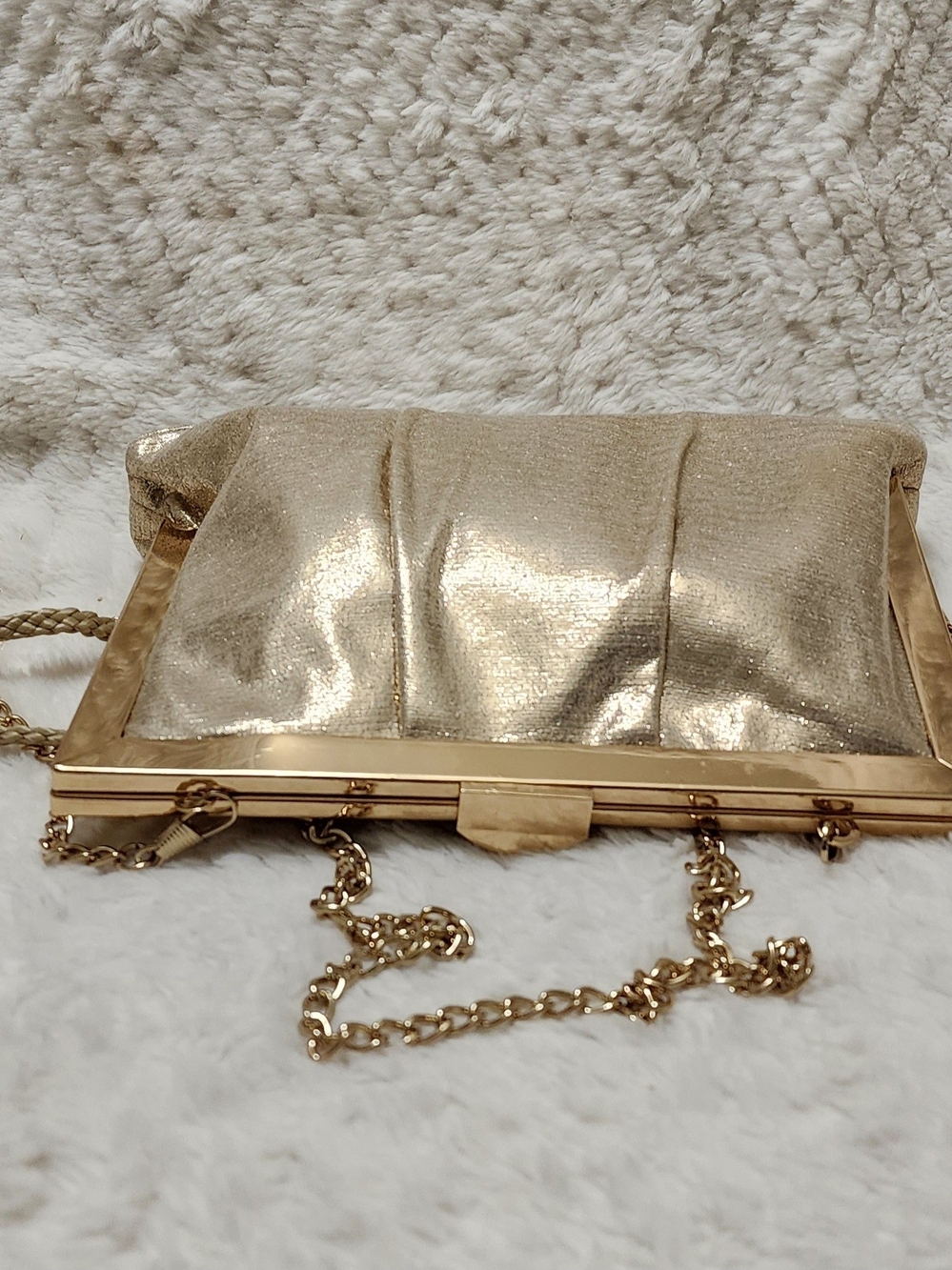 Nina New York Evening Clutch Bag – Metallic Gold with Detachable Chain - Picture 3 of 8